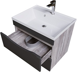Grossman Мебель для ванной Талис 60 подвесная бетон пайн/графит матовый – фотография-6